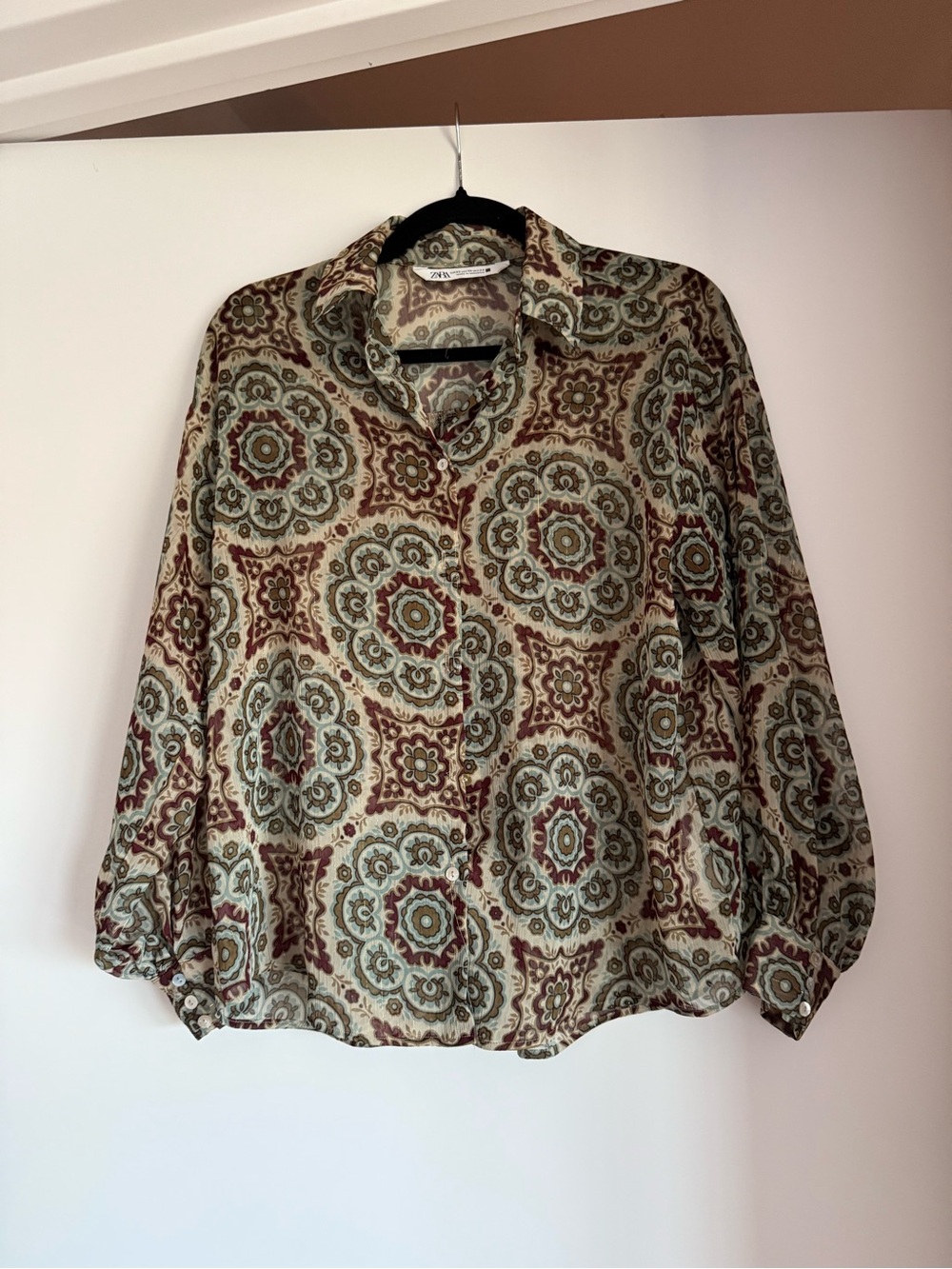 Sheer Button Down with Gold Thread